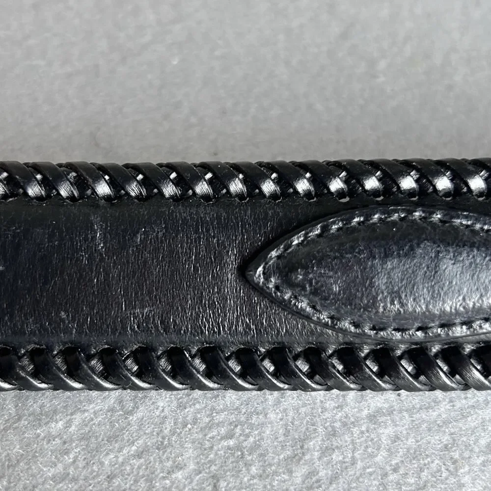Vintage Men’s Belt Western Style Genuine Leather Black Size 49/100 7096-001